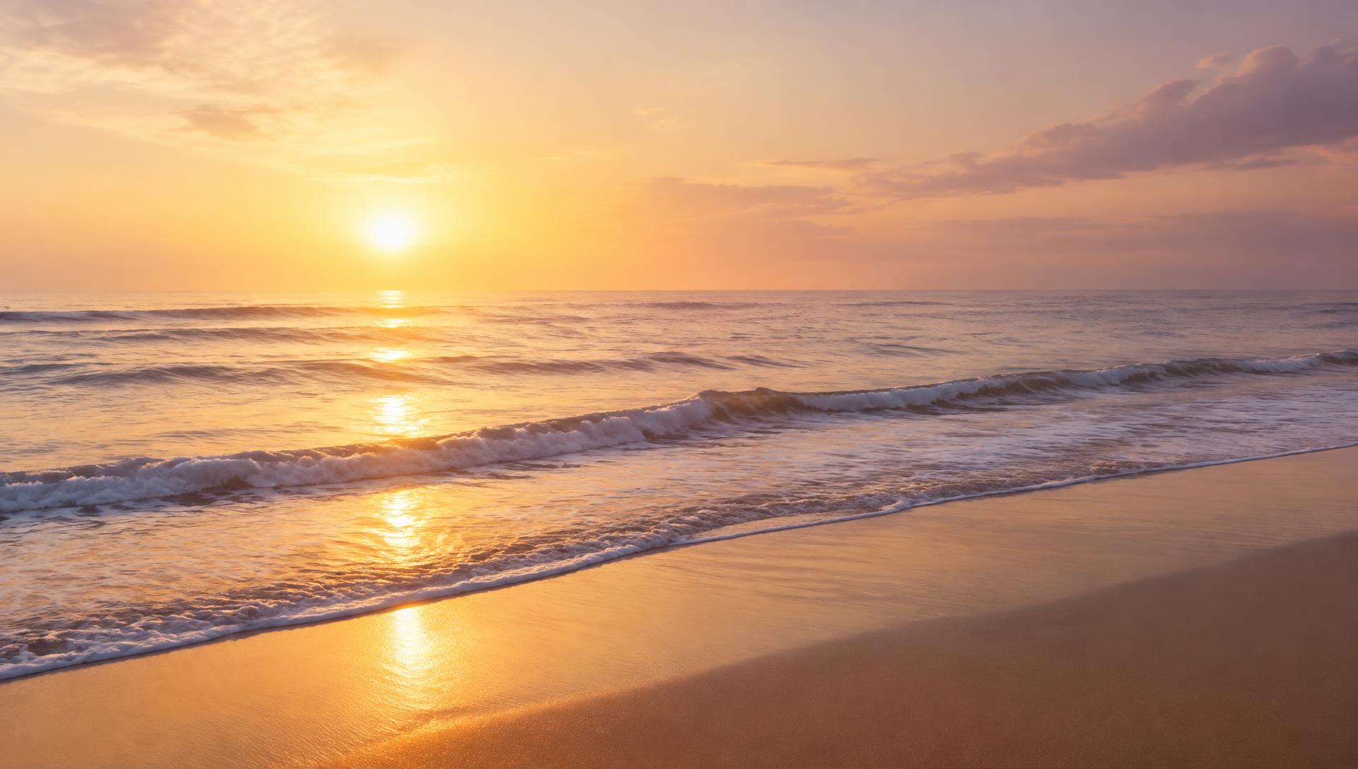 Golden morning light over a calm ocean
